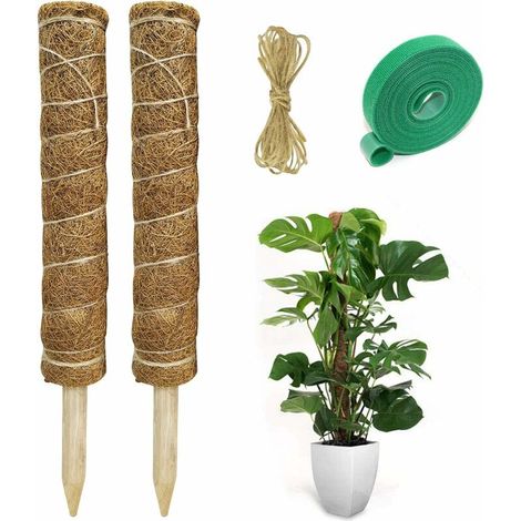2 Pièces Tuteur Plante Support Plante Grimpante Tuteur Coco pour Plante Maison Jardin avec 1 Rouleau Serre Câbles et 2m Ficelle de Jute (40 cm),- Lefou (1/5)