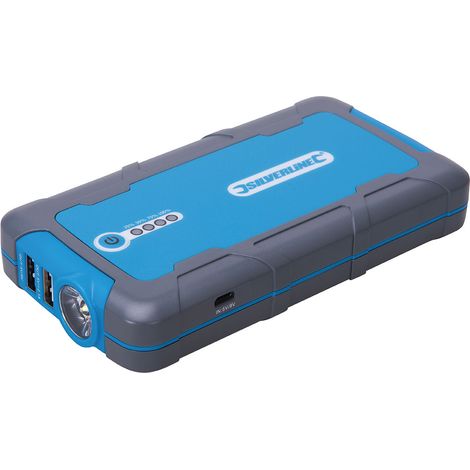 Silverline – Batterie externe 12V booster de démarrage 6000mAh – Courant de crête 400A – Recharge USB 2,1A – Lampe torche intégrée (1/5)