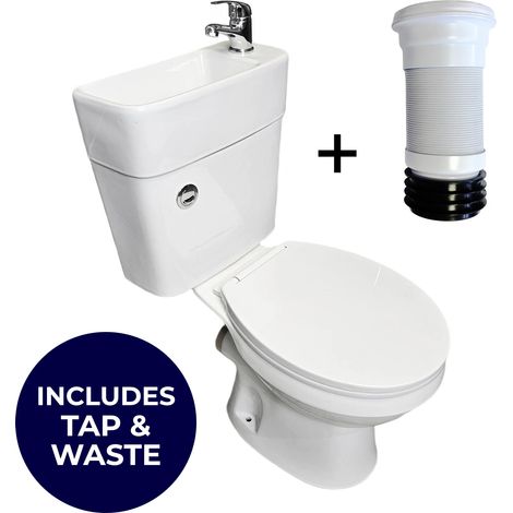 Duo All In One Toilet Basin Sink 2 in 1 Cloakroom Unit with Tap & Pan Connector (1/5)