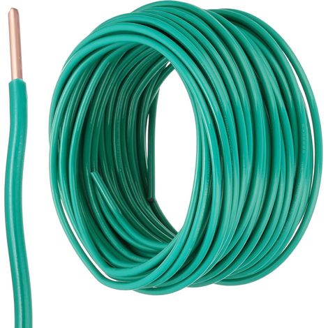 75 Pieds Fil Electrique Isolé Cuivre Solide 14 AWG Fil De Connexion Câble THHN Fil Résidentiel, Industriel, Mise À La Terre, Électrique Classé Pour 600 Volts, Vert (1/5)