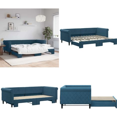 vidaXL Tagesbett Ausziehbar Blau 90x200 cm Samt (1/5)