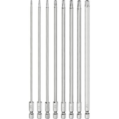 8Pcs Embout de Sécurité Torx T8-T40 1/4" Hexagonal 6" Long (1/5)