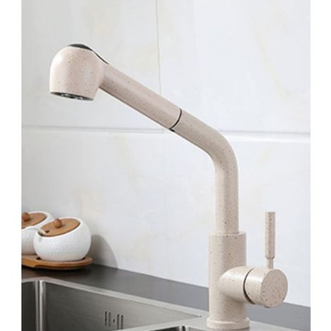 EASYCOMFORT Robinet d'évier télescopique rétractable en acier inoxydable avec tuyau flexible, mitigeur extensible gris tacheté pour cuisine et salle de bain (1/5)