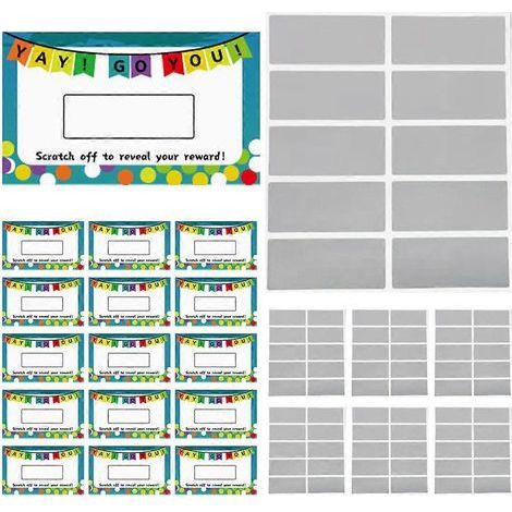 100 Blatt rechteckige Rubbelaufkleber zum Selbstgestalten, selbstklebende Etiketten – 9,00 x 5,00 x 0,01 cm – Mehrfarbig (1/4)