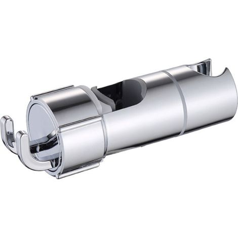 Supporto doccia regolabile con 2 ganci, supporto universale per soffione doccia per aste doccia da 18-25 mm, supporto per doccetta in ABS cromato, facile installazione (1/4)