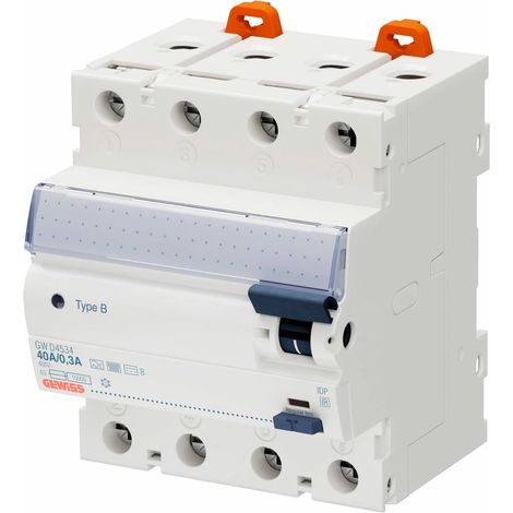 Gewiss FEHLERSTROM-SCHUTZSCHALTER – IDP 4P 40 A IMMUNITY TYP B Idn=0,3 – 4 MODULE, GWD4534