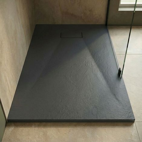 Essential 120x80 cm piatto doccia rettangolare da appoggio SMC con superficie effetto pietra, grigio (CERAES12080DG) (1/5)