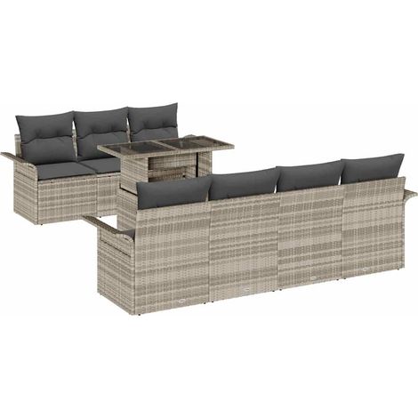 Maison Exclusive - Gartensofa-set mit Kissen 8 pcs Hellgrau Poly-