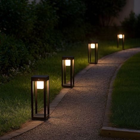Lampeggiante Solare a Led in Alluminio Nero con Sensore di Movimento e Crepuscolare 3000k
