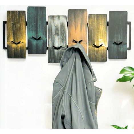 DanDiBo Garderobe Wand Schwarz Metall 96629 Wandgarderobe mit 12 Haken Modern Hakenleiste Garderobenhaken Garderobenleiste (1/5)