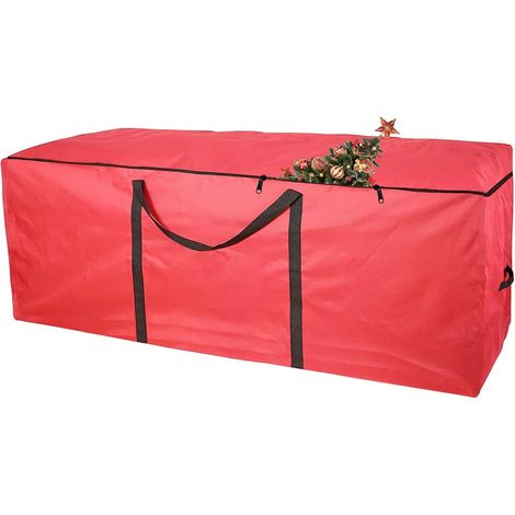 1 sac de rangement pour sapin de Noël rouge 122 x 38 x 51 cm, housse de protection imperméable en tissu Oxford 210D pour sapin artificiel (1/5)