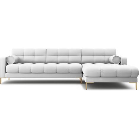 Canapé d'angle droit 5 places en tissu structurel gris clair (1/5)