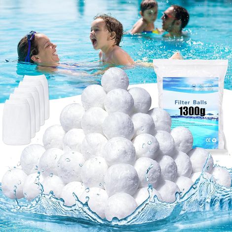 1300g Boule de Coton pour Filtre Piscine Balle Filtrante Balles Filtrantes Robot Bille Filter Balls Pool +5 Filtre Skimmer Peut Remplacer 46kg Sable Filtrant, Convient à Divers Systèmes de Filtration (1/5)