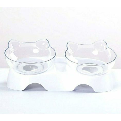 Double Bols pour Chat, Bol orthopédique pour Animaux Anti-vomissements, Bol pour Chien Kitty’s Food Water Bowl, Plat incliné pour Chat protège la Colonne vertébrale, Bol incliné à 15 ° (1/5)