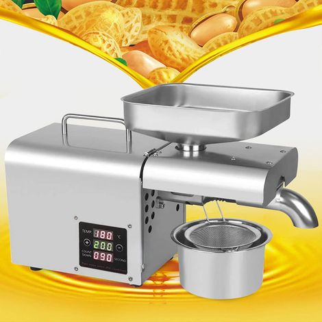 Ölpresse Elektrisch, Edelstahl Automatische Ölpresse, Intelligenter Temperaturregelung 50-250℃ für Kommerzielle Zuhause, für Sojabohnen, Raps, Walnüsse, Sesam, Mandeln