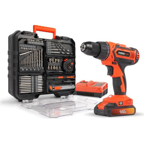 Dual Power POWDP15300-Visseuse sans fil 20 V avec batterie Li-Ion 20 V et chargeur, mallette à outils, pour bois, pierre et métal – Perceuse-visseuse électrique (1/3)