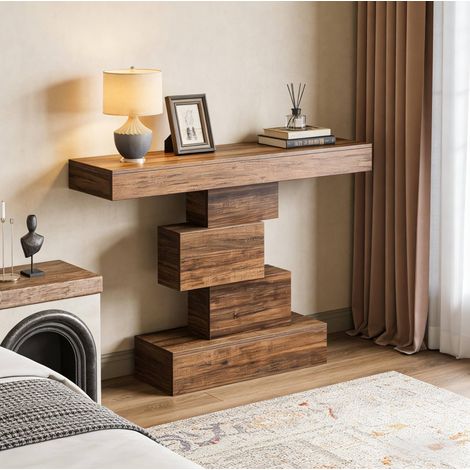 Tavolo ingresso in legno marrone 108 cm OKMYHOME (1/5)