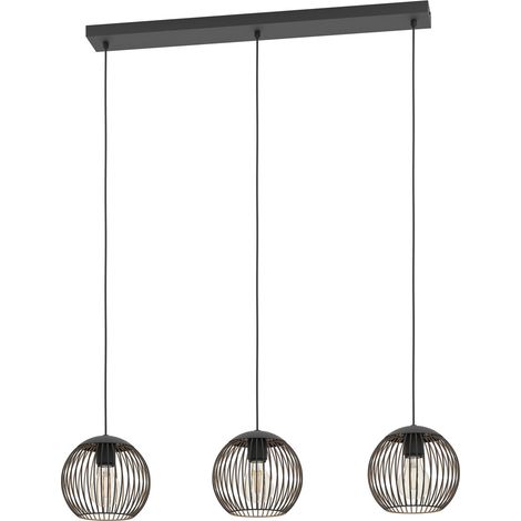 Lampadario Contemporaneo Almanzora Lineare Acciaio Nero 3 Luci E27 Ip20