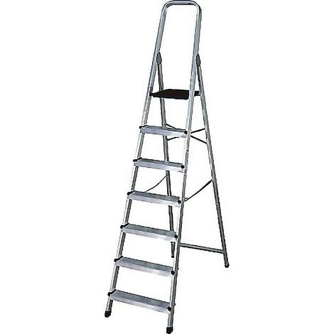 WURKO escalera aluminio 7 peldaños hogar en131 , Escalera doméstica de 3 peldaños Wurko Diseñada para ofrecer estabilidad y seguridad en trabajos de altura Fabricada con pe