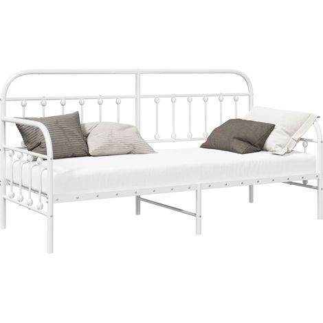 Lit simple  Lit adulte  Cadre de lit de jour Blanc 80 x 200 cm Acier enduit de poudre