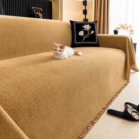 Jeté de Canapé en Chenille Motif Chevrons Caramel Plaid Protection Canapé 180340cm 1,85 kg – Livraison gratuite (1/3)