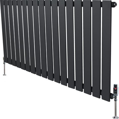 Radiatore Orizzontale 600 x 1190 mm con Valvole TRV Grigio Antracite
