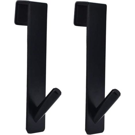 Crochet de porte de douche en acier inoxydable, 2 pcs, cintre de porte en verre sans cadre pour suspendre Serviette, Noir (1/4)