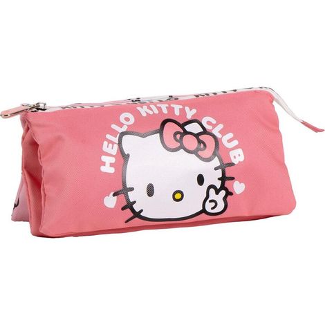 Estuche Portatodo 3 Compartimentos Hello Kitty – Estuche Escolar Triple con Cierre de Cremallera y Diseño Oficial de Hello Kitty, Ideal para Guardar Bolígrafo, Lápices y Accesorios de Papelería