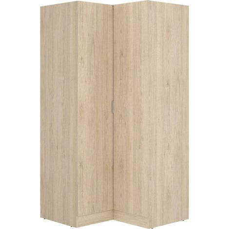 Dmora - Guardaroba 2 ante Aser, Mobile angolare per camera da letto, Armadio appendiabiti ad angolo, 91x93h184 cm, 91x93h184 cm, Rovere