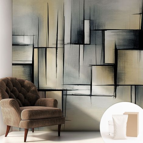 Carta Da Parati In Vlies Decorativa Per Pareti - Con Motivi Moderni - Con Colori Intensi - Per Ufficio Geometria astratta 250x250 cm (1/5)
