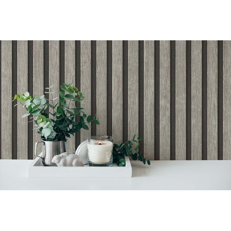 A.S. Creations – Papier peint vinyle 3D gris effet bois – Lessivable et brossable – Raccord libre – Pour murs intérieurs