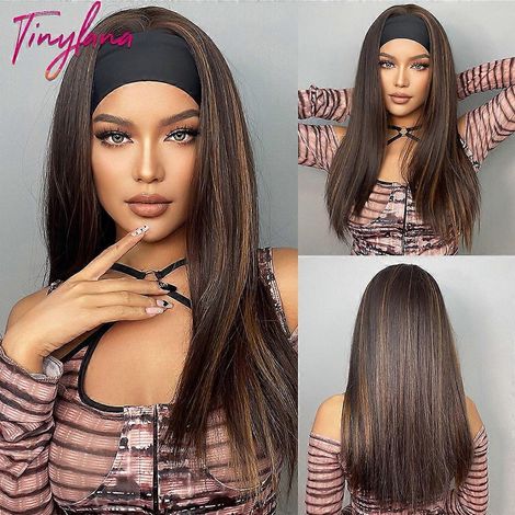 Perruque synthétique bouclée avec bandeau, noire naturelle, longue, style bohème, ondulée, pour femmes noires. Faux cheveux.