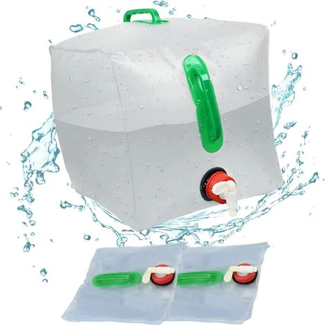 Lot de 2 gourdes pliables de 20 L avec robinet et poignée de transport, sac isotherme portable.-AquaForge (1/5)