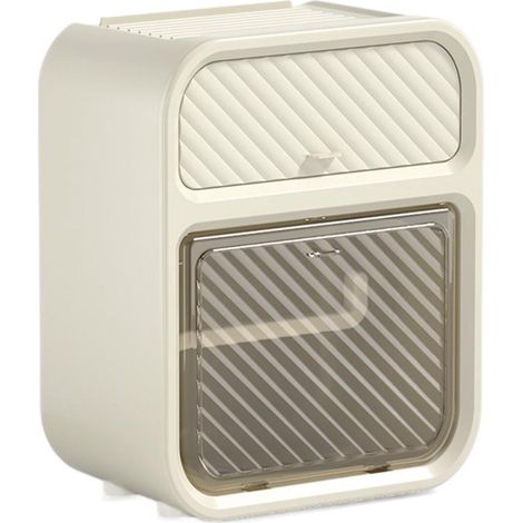 Portarotolo da bagno a doppio strato da parete con cassetto e ripiano (bianco) (1/2)