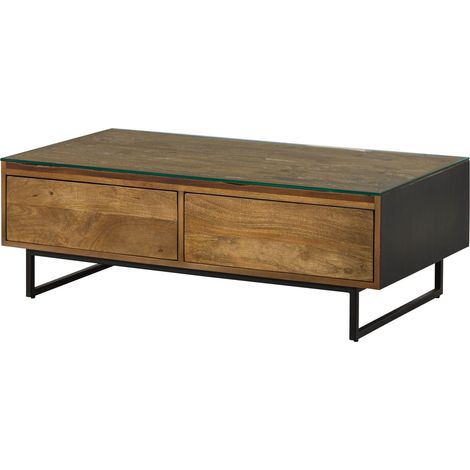 Couchtisch Mango / Altholz 120x60x40 schwarz / natur lackiert DAVIS 50
