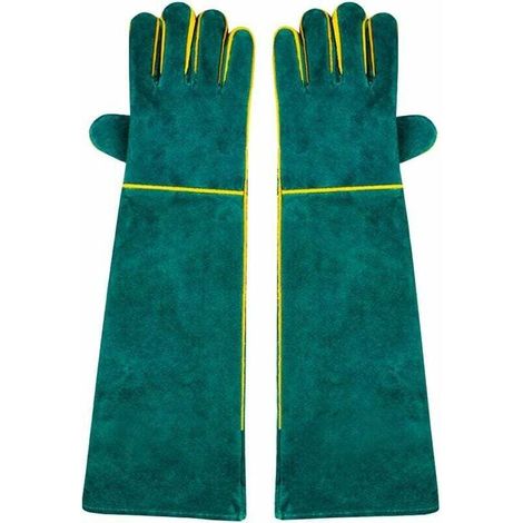 1 Paire de Gants de Soudure, 58 cm Longueur de l'épaule Split Vachette, doublé en Mousse, Rouge Long pour MIG, TIG Soudeurs, BBQ, Jardinage, Réchaud, cheminée (1/3)