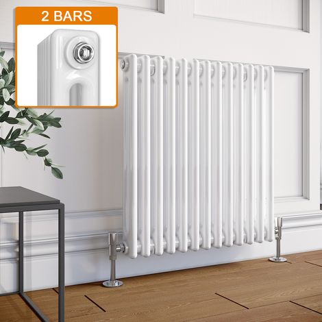 ELEGANT 600 x 592mm White Traditional Radiator Horizontal Cast Iron Style Double Column Rad