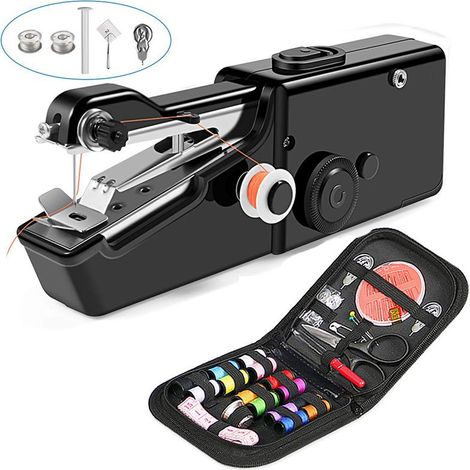 Mini Machine à Coudre Portable, Main Couture Portative, Outil de Point Rapide Manuelle pour Vêtement, Rideau, Main Couture électrique Garment ménage (Noir) (1/5)