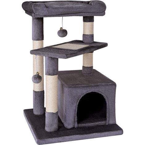 lionto Tiragraffi per Gatto Albero Tiragraffi Gatto Gioco Giocattolo Gatti Altezza 75 cm, Grigio Scuro (1/5)