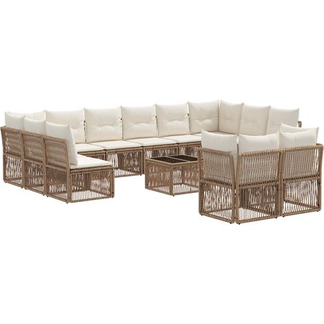 Gartensofa-set 13 pcs Beige Poly-Rattan vidaXL