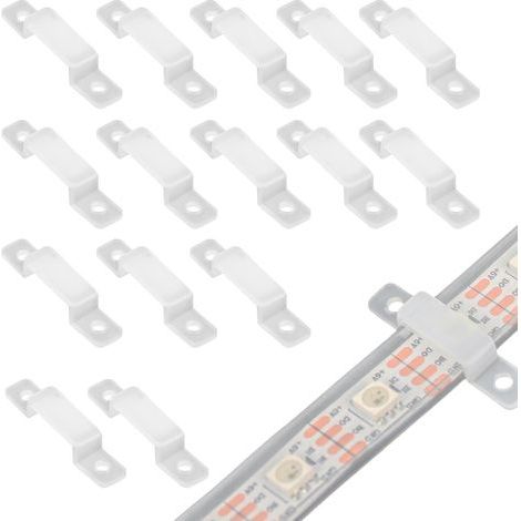 100pcs Clip de Fixation Ruban LED, Attache Ruban Led 10mm pour Supports de Fixation Clips Bande LED 10mm Wide Waterproof - sans les vis (1/5)