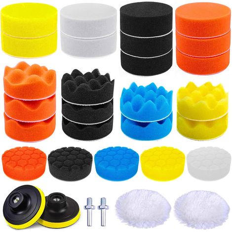 CCYKXA 31-teiliges Auto-Polierset, 25 Stück 3-Zoll-Polierpads, 2 Stück M10-Adapter und Woll-Polierpads, Polierscheibe, ideal zum Polieren und Wachsen von Autos (1/5)