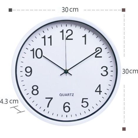 Horloge murale radio pilotée à quartz silencieuse blanche Ø 31cm avec trotteuse Changement d'heure automatique
