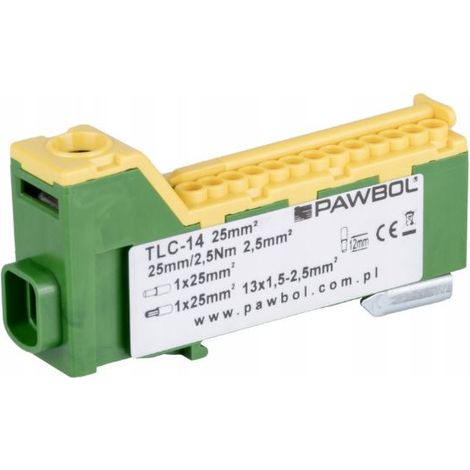 Morsettiera senza filettatura Pawbol verde e gialla E.4136ZŻ (1/2)