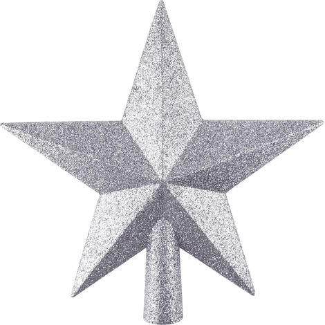 Mini Christmas Tree Topper, 4.3 Inch for Small Christmas Trees, Shatterproof Glitter Star Decoration (Silver) (1/5)