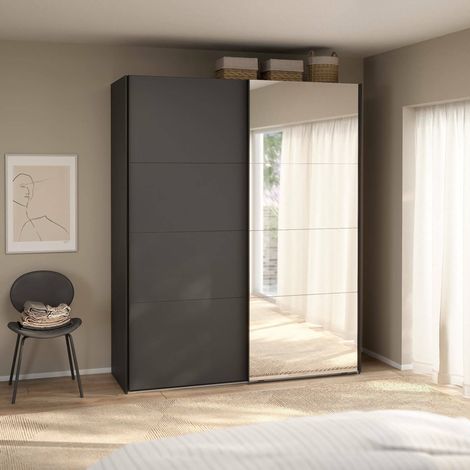 Dmora - Armario 2 puertas Adeline, Muebles de dormitorio, Vestidor, Armario de ropa, 179x65 h220 cm, Gris (1/5)