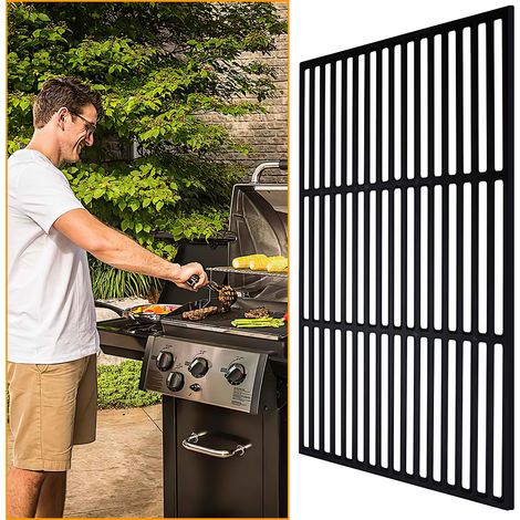 TolleTour Gusseisen Grillrost 54 × 34 cm – Emaillierter Grillrost für Holzkohlegrill, Gasgrill & Backofen, Robustes BBQ Zubehör, Schwarz