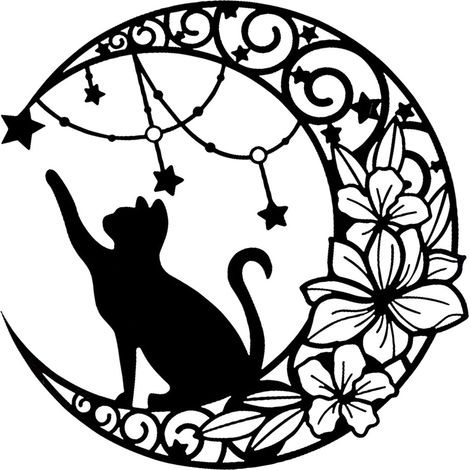 Silhouette Chat - Sculpture Murale En Fer - Décoration Intérieure Et Extérieure - 33 Cm - Noir (1/5)