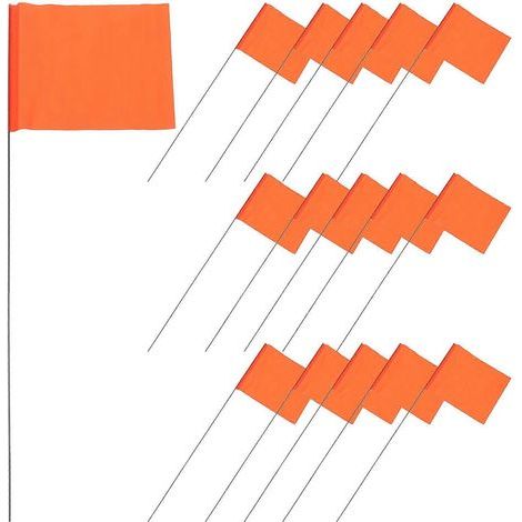 50 drapeaux d'irrigation, drapeaux de marquage pour pelouse et jardin, drapeaux d'aménagement paysager, drapeaux de signalisation de chantier-38.00X12.70X0.10CM-Orange (1/5)