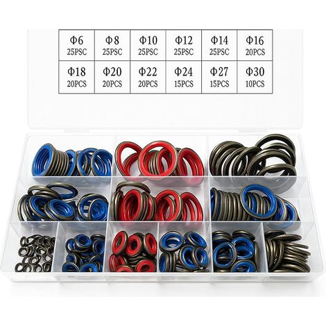 245 pièces bague d'étanchéité bouchon de vidange d'huile : joint NBR M6-M30 ensemble de joints d'étanchéité pour soupape de vidange d'huile système hydraulique automobile atelier entretien